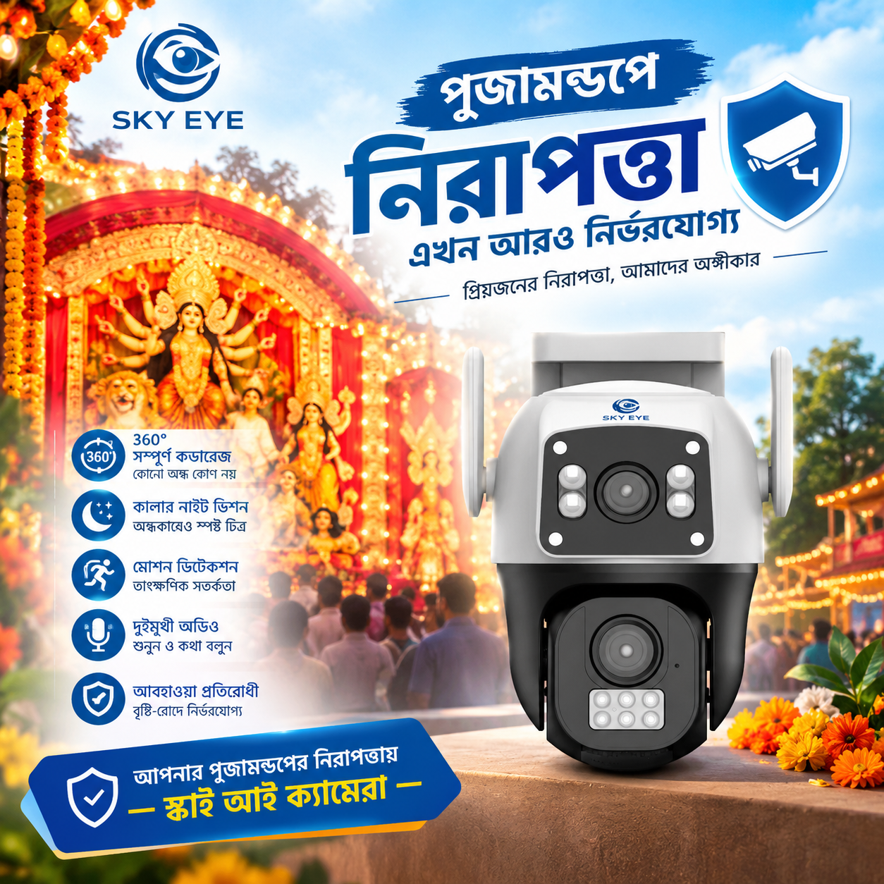  Puja Special Offer – SKY EYE CW22141A 3MP WiFi Two Lens IP Camera